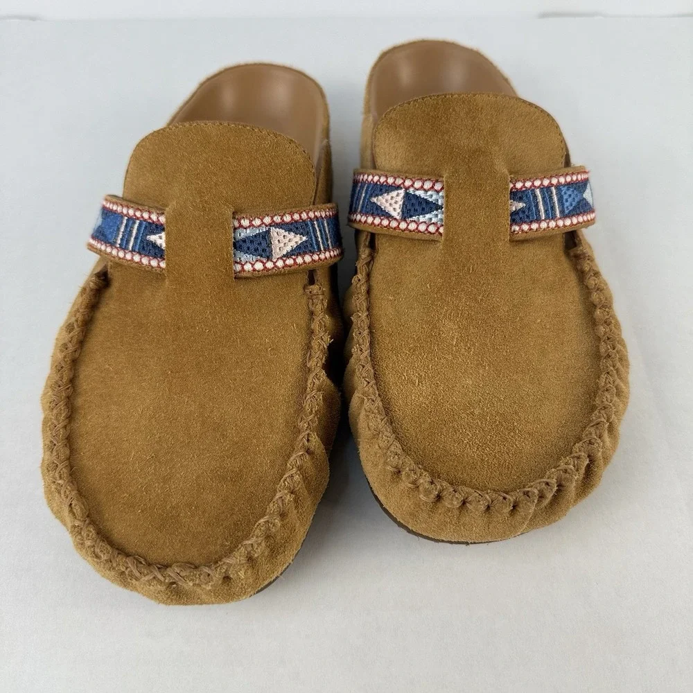 Xirena Suede Beaded Moc Mule Womens 36 Tan Slip-On Comfort Shoe $285 - Picture 3 of 10